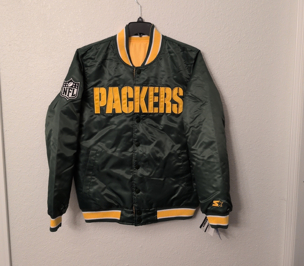 STARTER Green and Yellow Varsity Bomber Jacket